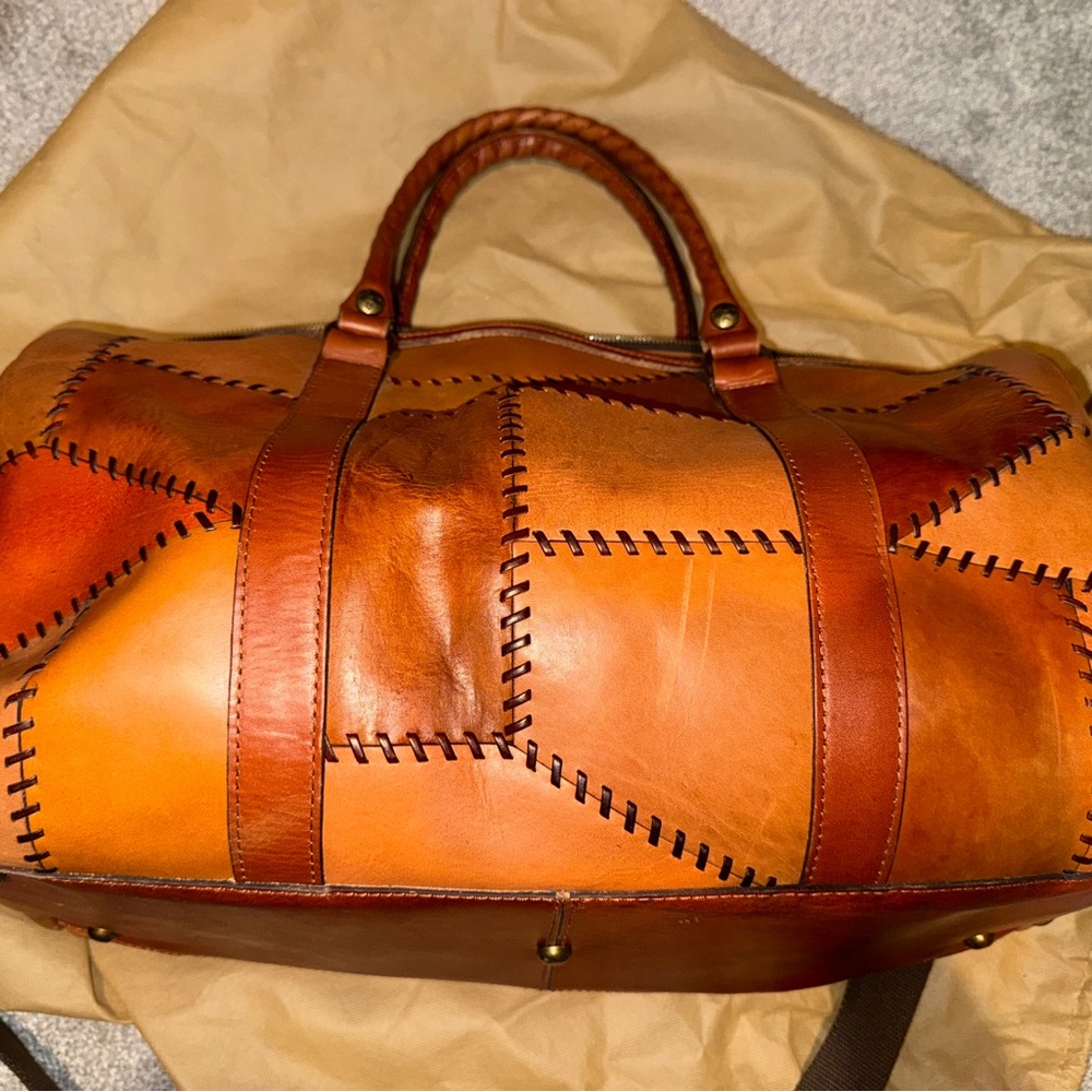 Patricia Nash Patchwork Leather Duffel Bag - Brown